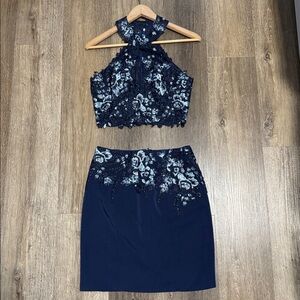 Jovani Midnight Blue Lace Set